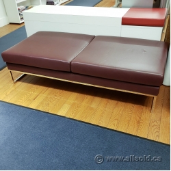 Brown Leather Bench Ottoman w/ Chrome Legs